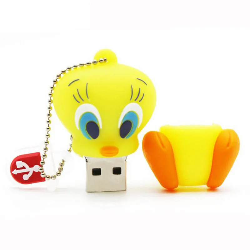 USB флэш-накопитель 32 GB желтая утка USB2.0 64 Гб памяти 4 GB 8 GB 16 GB флэш-накопитель подарок мультфильм 128 GB флешки резиновые U диска