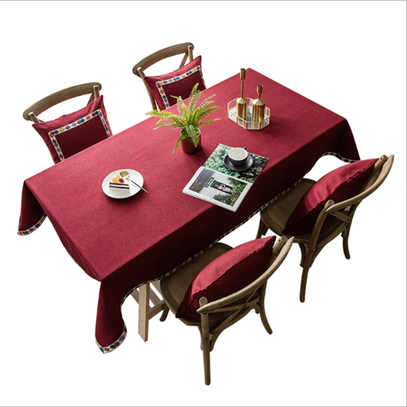 2019 однотонная скатерть водостойкая для чайного столика одноцветная с вышивкой