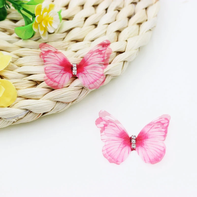 50Pcs Gradient Color Organza Fabric Butterfly Appliques 38Mm Translucent Chiffon for Party Decor Doll Embellishment |
