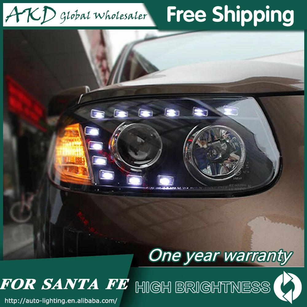 AKD автомобильный Стайлинг для hyundai Santa Fe фары 2006-2012 Santafe светодиодный налобный фонарь светодиодный DRL Биксеноновые линзы Высокий Низкий луч парковка