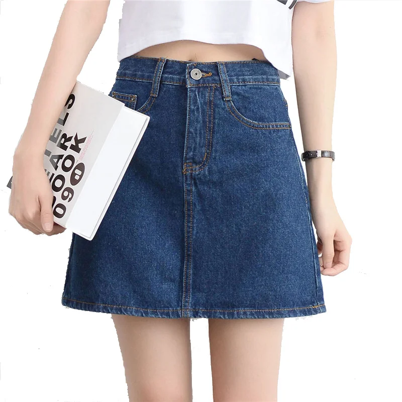 Модная Летняя Сексуальная женская джинсовая мини юбка с высокой талией черная