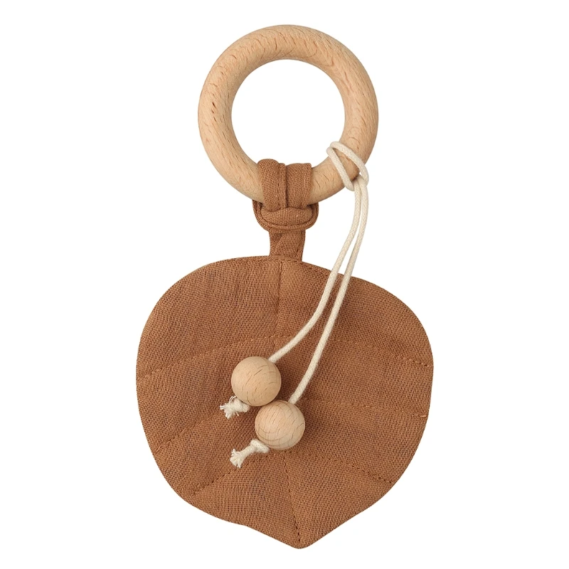 

Baby Wood Rattle and Teether Beech Lovely Leaf Shape Teething of Kids Products