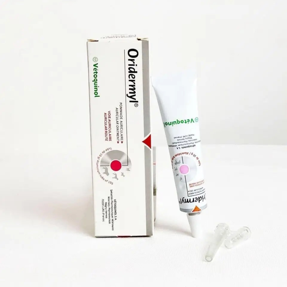 

Vetoquinol Oridermyl dog and cat ear drops 10g ear canal infection