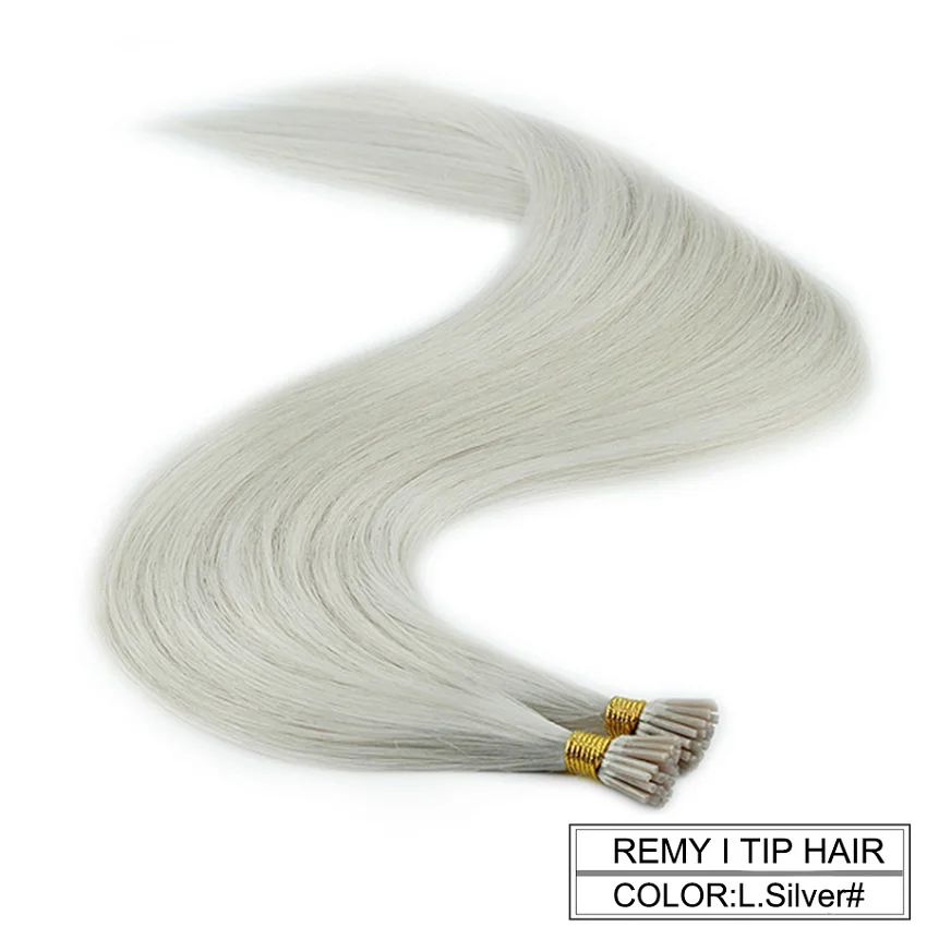 Light Silver Neitsi, двойные нарисованные волосы Remy с I-Tip, человеческие волосы для наращивания, прямые кератиновые человеческие волосы для наращивания, 1,0 г/локон, 20 дюймов, 28 дюймов - Цвет: Light Silver