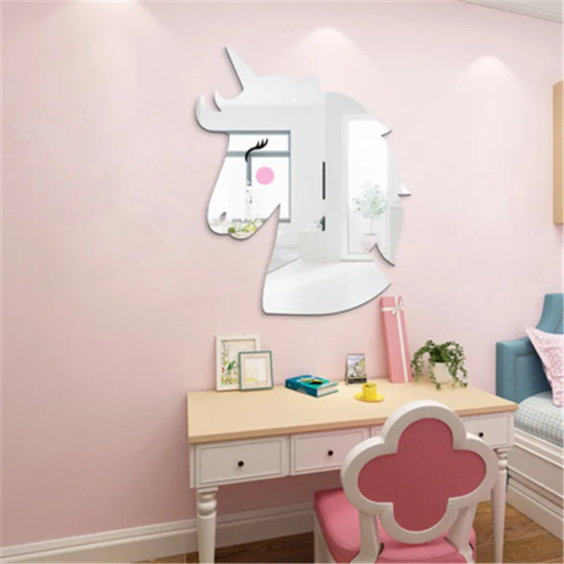 Нордический стиль Единорог акриловые зеркальные наклейки на стену для детской