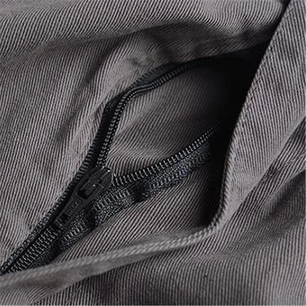 

Man Spring Plus Size High Elastic Waist Straight Full Length Pants Male Summer Autumn Pocket 100% Cotton Loose Trousers Capris