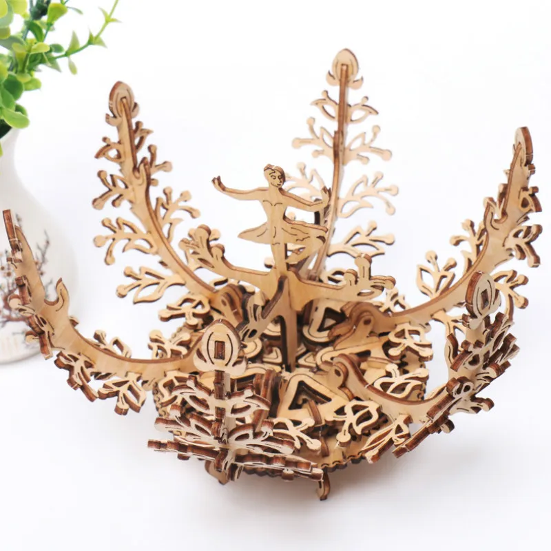 2020 Diy деревянный механический трансмиттер женский цветок вращающаяся