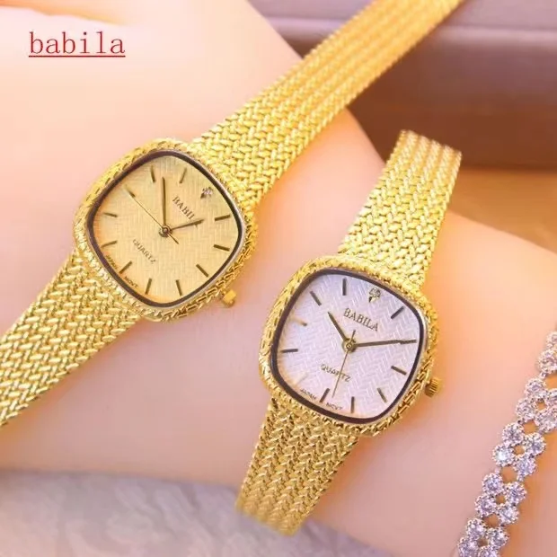 

Women Gold Watches INS 24K gold New Carved Natural Fritillaria Face Women's Small Gold Watch Waterproof High Quality Movement