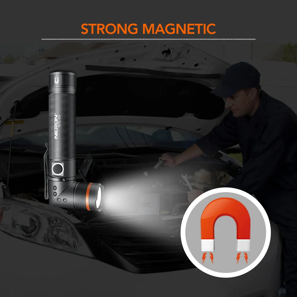 NICRON 90 градусов магнит твист светодиодный фонарик водонепроницаемый IPX4 800LM