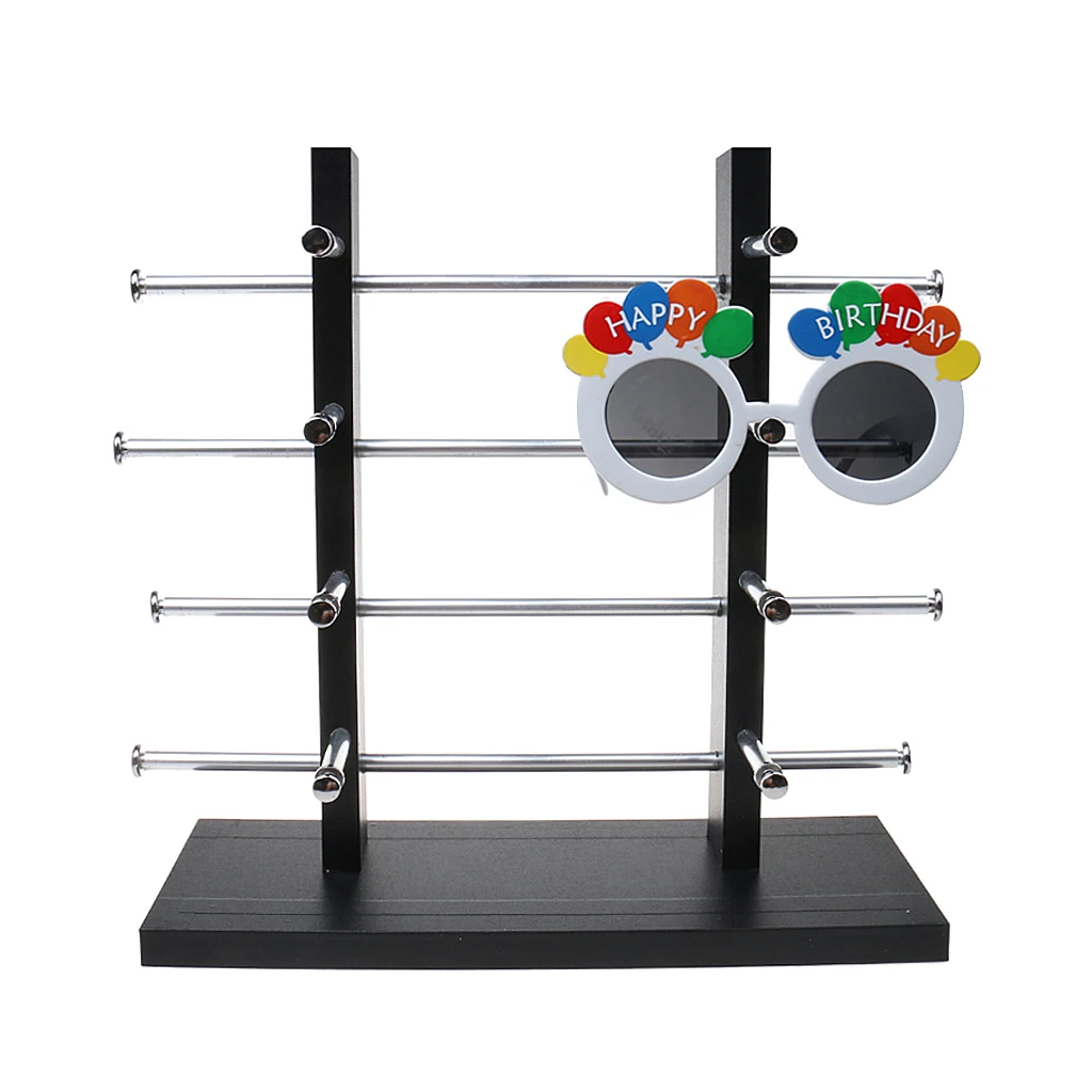 

Wood Sunglass Glass Rack Frame Display Stand Holder Organizer Black 4-Layer