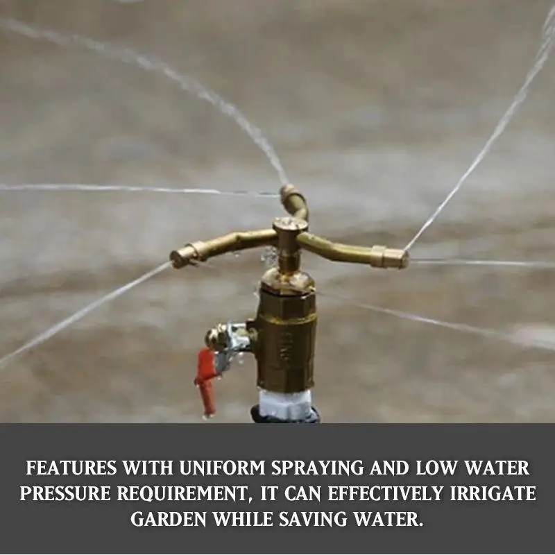 

Automatic Rotating Garden Sprinkler Nozzle Watering Grass Lawn 360 Degree Circle Rotating Water Sprinkler 2/3 Way 100-150KPA