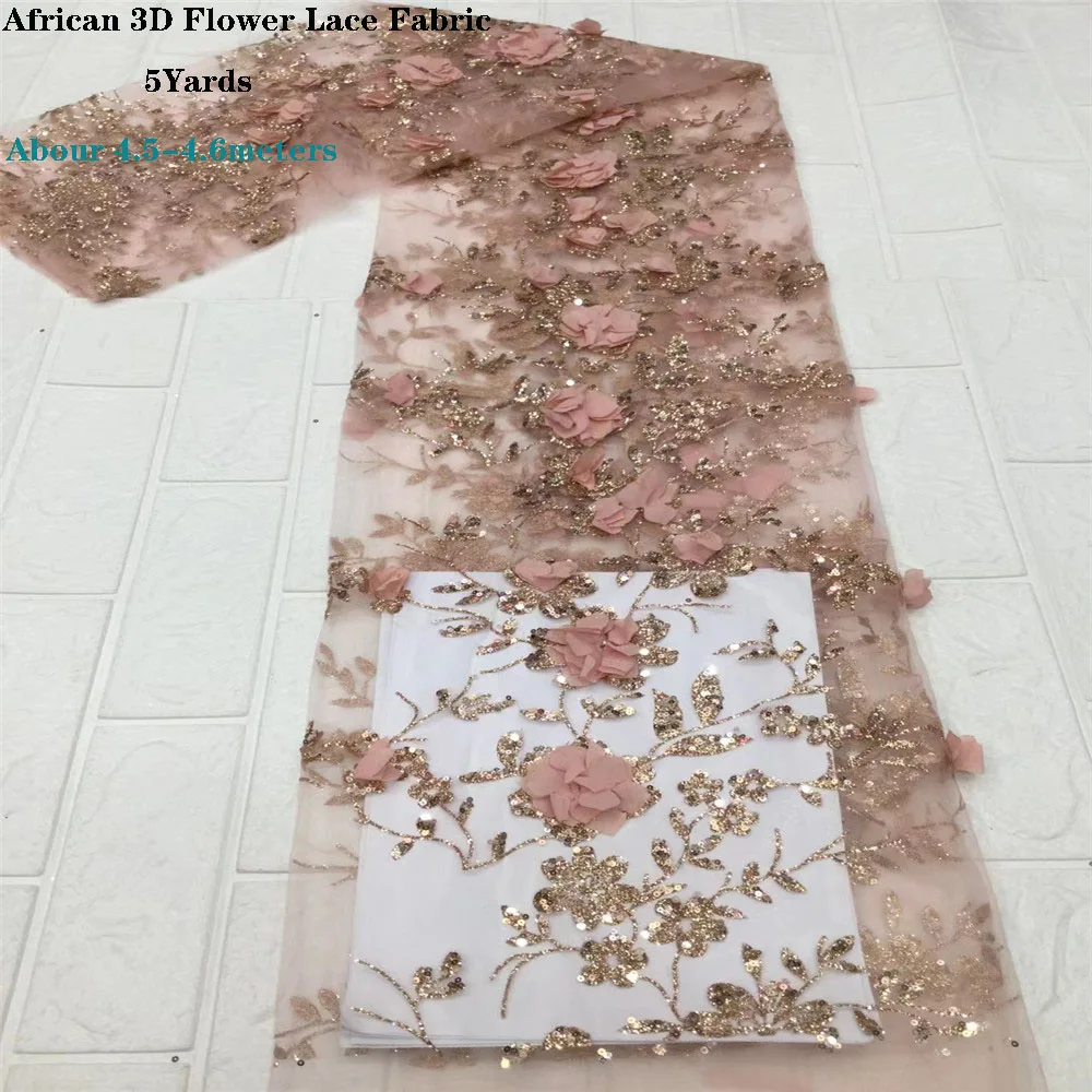 

Африканская кружевная ткань с 3D цветами 2021, высококачественное кружево, французское нигерийское кружево, Тюль с вышивкой, кружевная ткань д...