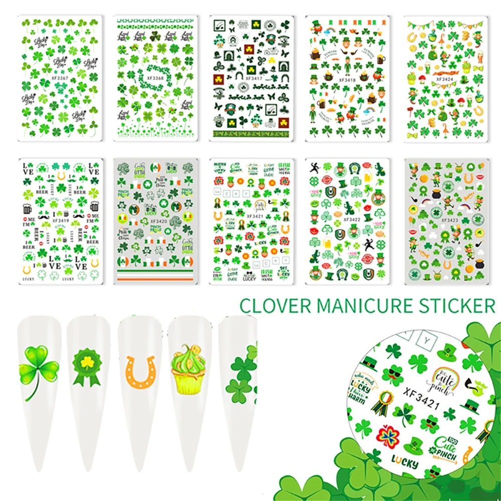 10 шт./компл. повезло четыре листа Клевер &quotсделай сам&quot украшение для ногтей