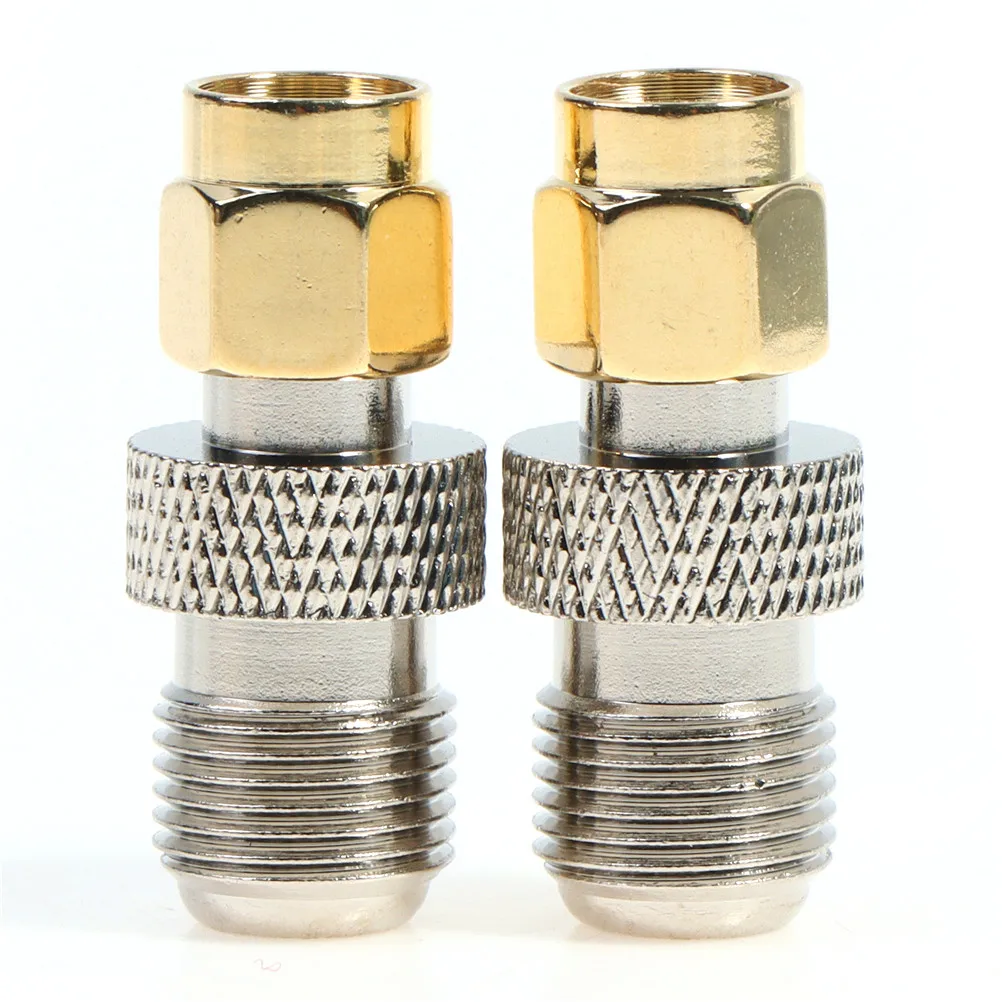 

One Or 2pcs F Type Female Jack To SMA Male Plug Straight RF Coaxial Adapter F Connector To SMA Convertor Gold Tone