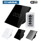 Eruiklink ЕСВеликобритания сенсорный выключатель света переключатель радиочастотный беспроводной пульт дистанционного управления 1  2  3Gang AC110V 250V настенный сенсорный монтаж