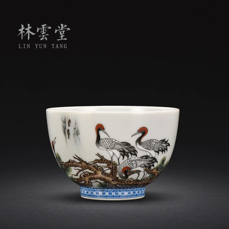 

Lin Yuntang ручная роспись кран сосновая пудра эмаль мастер чашка одна чашка Цзиндэчжэнь керамика вручную большие кунг-фу чайные чашки