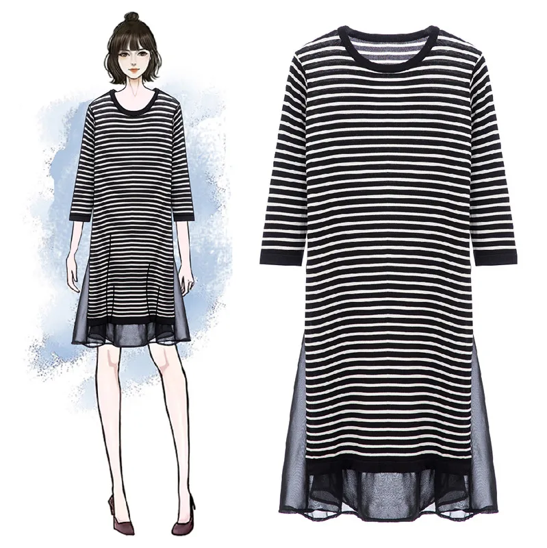 Женская одежда большого размера весенняя толстых мм шифоновая прошивка с