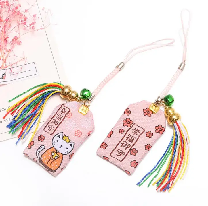 4 1 шт. Kawaii японский Omamori Cat Lucky Hapiness кулон держатель для ключей мальчик семья ребенок подарок вечерние сувениры - Цвет: 4