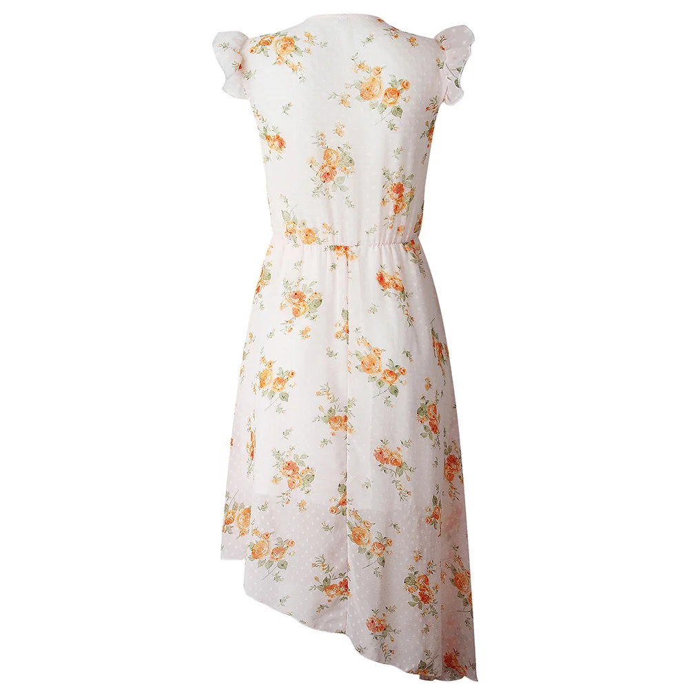 Летнее цветочное платье для женщин Двухслойное кружевное женское с оборками без