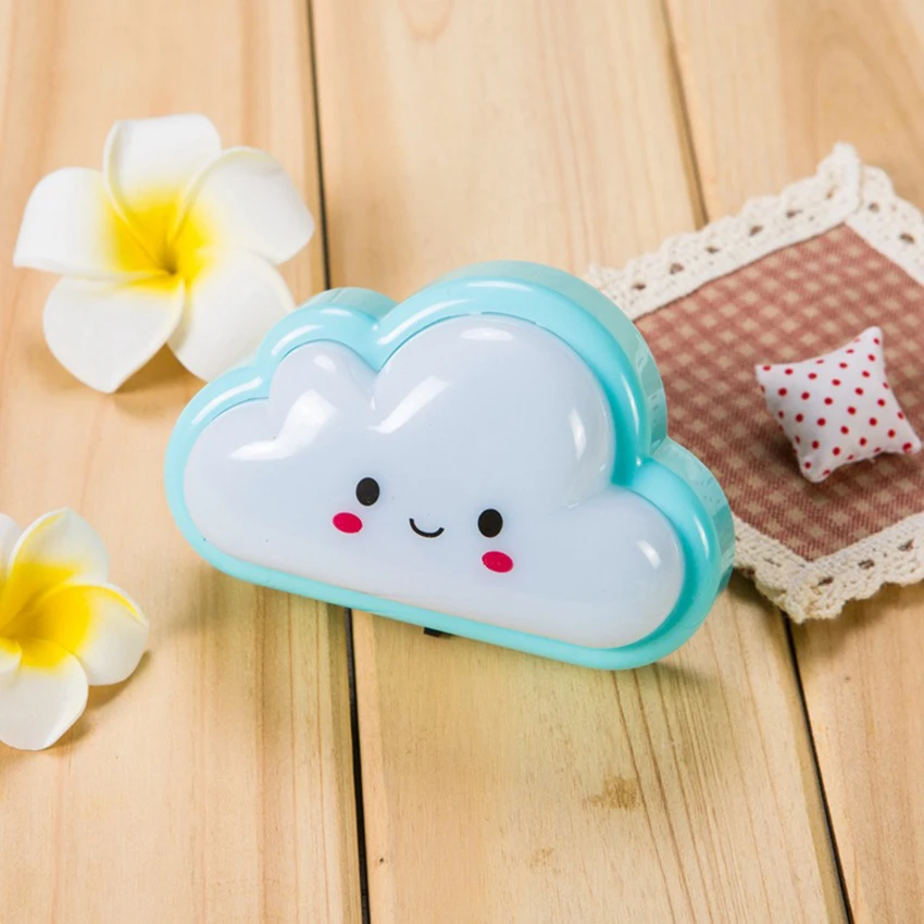 Cartoon Smiley Cloud LED Night Light Plug-In Lamp White Nightlight with Switch for Aisle Bedroom Living room | Освещение