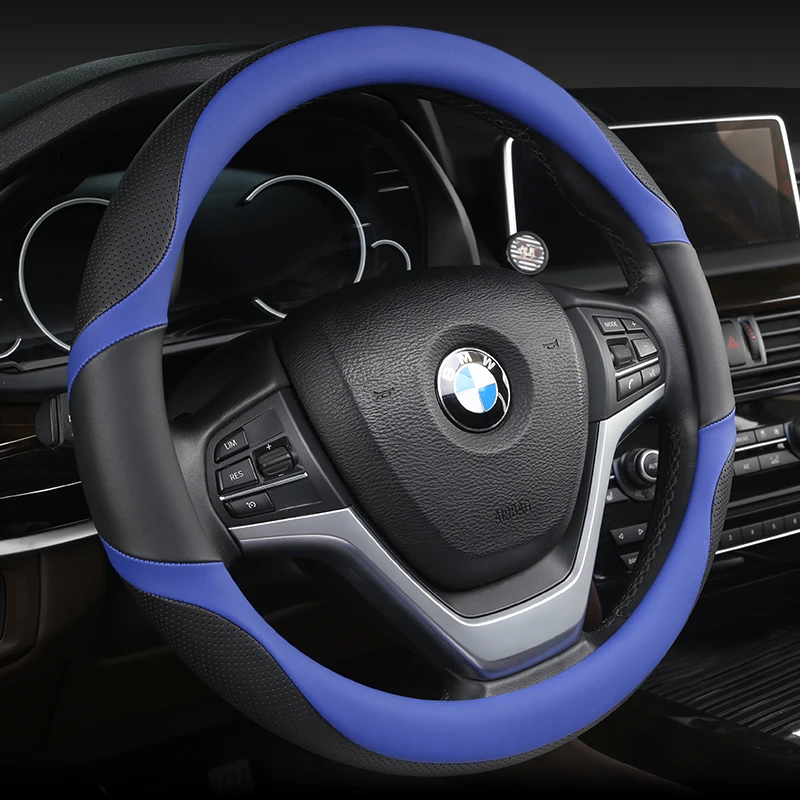 microfiber leather braiding cover on the steering wheel cover 38cm car styling universal leather steering wheel cover free global shipping
