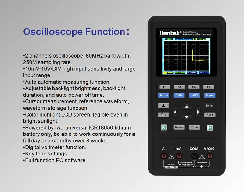Hantek 2D82 Ручной цифровой осциллограф автоматический мультиметр 4 в 1 2 канала 80 МГц