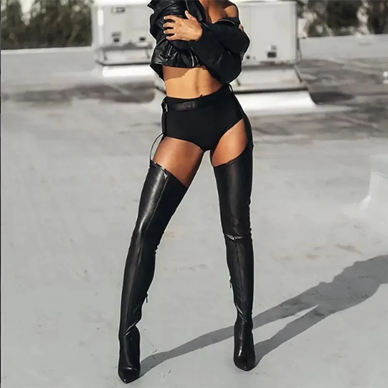 

2022 Women Over The Knee Thigh High Boots Fetish 10cm High Heels Leather Stripper Super Long Pleaser Stiletto Winter Sexy Shoes