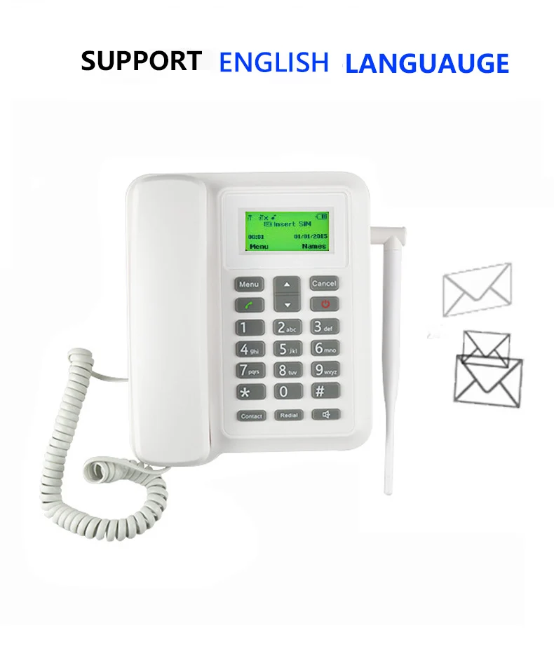 beamio gsm fixed wireless telephone with sim card radio cordless phone lcd screen for home office desktop white free global shipping