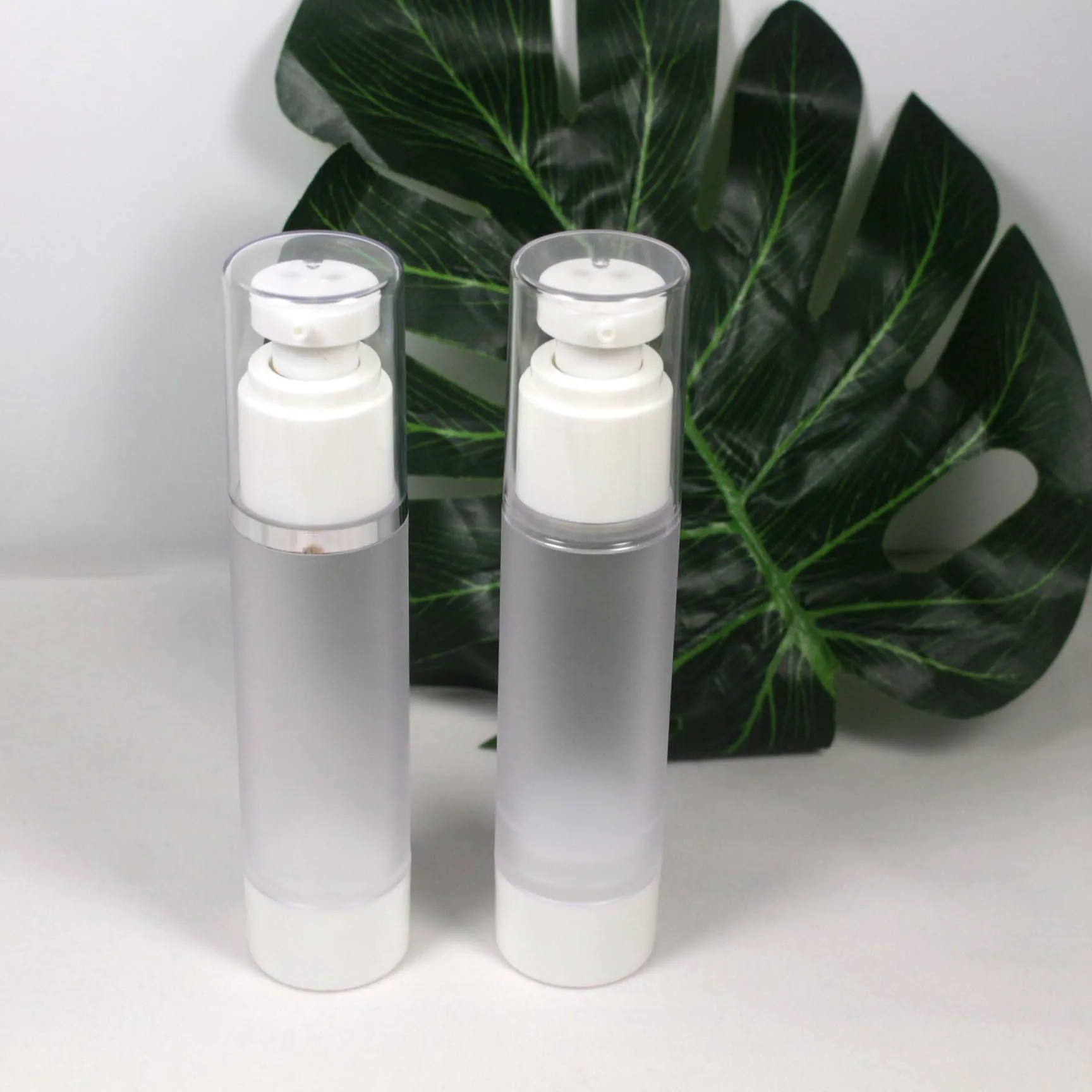 

50ml frosted plastic lotion pump with silver edge cover,transparency cap