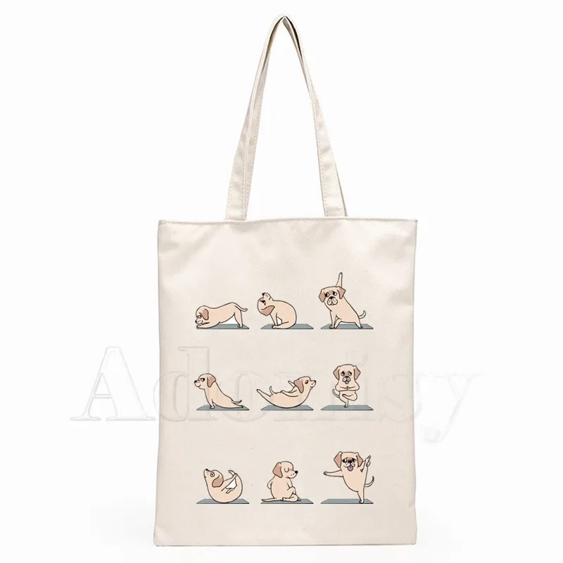 Женские сумки для йоги мопса тканевая сумка тоут шоппинга путешествий женские