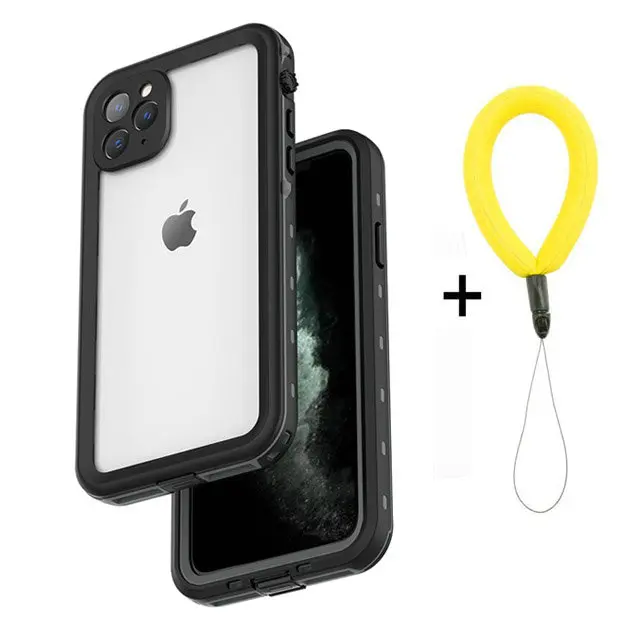 IP68 Водонепроницаемый чехол для iPhone 11 Pro Max на iPhone 11Pro водонепроницаемый чехол для дайвинга 360 Защита iPhone11 - Цвет: Black with Strap