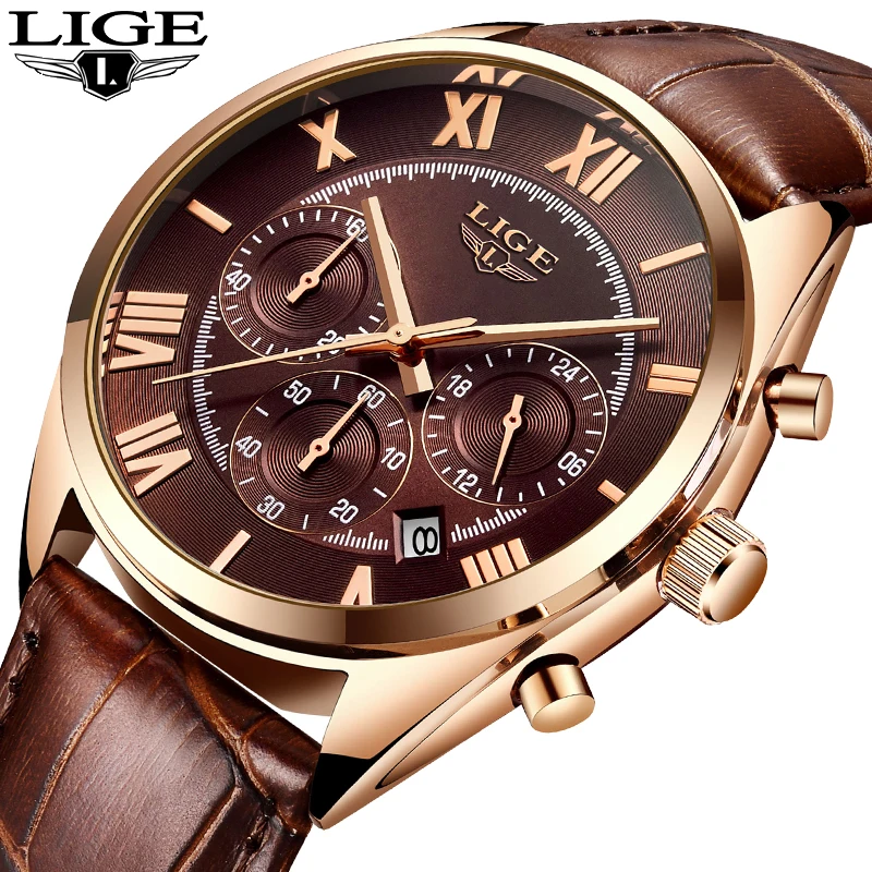 Relogio Masculino LIGE высококачественные мужские часы модные роскошные с хронографом