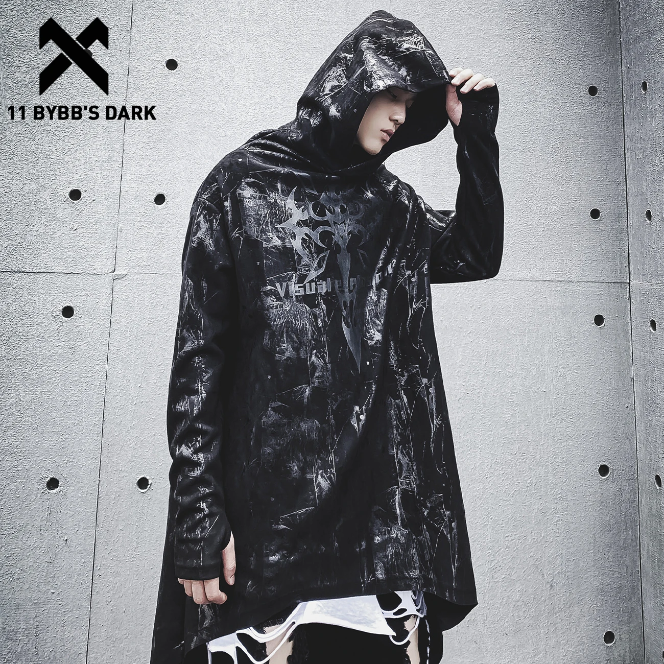 

11 BYBB'S DARK Harajuku Hoodies Men Funeral Streetwear Hoodie Sweatshirt Man Hip Hop Cotton Windbreaker Cloak Pullover Techwear
