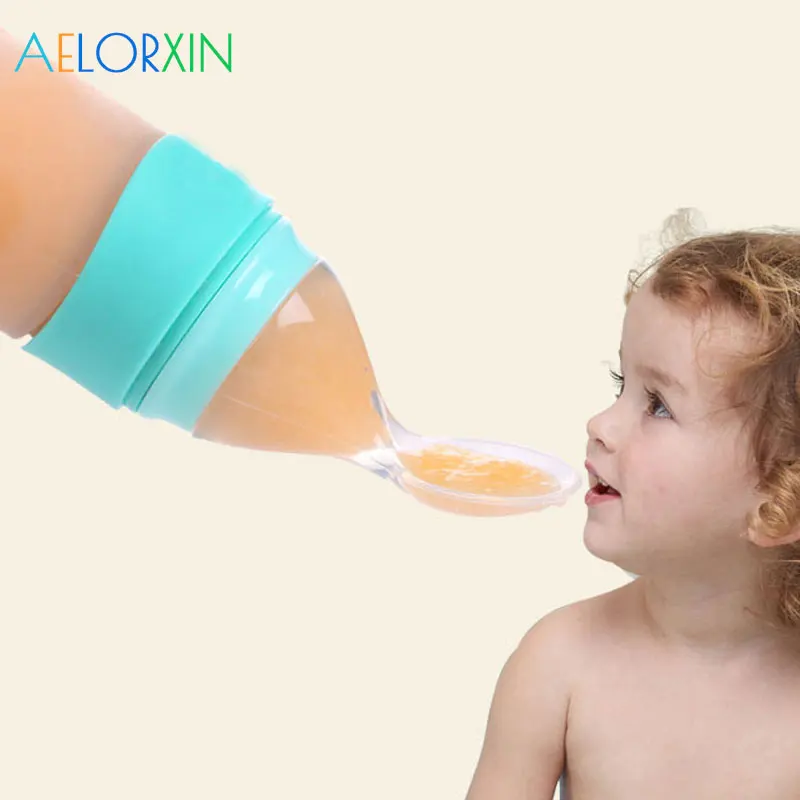 

90ml Infant Kids Spoon Baby Feeding Silica Gel Feeding Bottle With Spoon Food Supplement Rice Cereal Bottle Nipple Pacifier