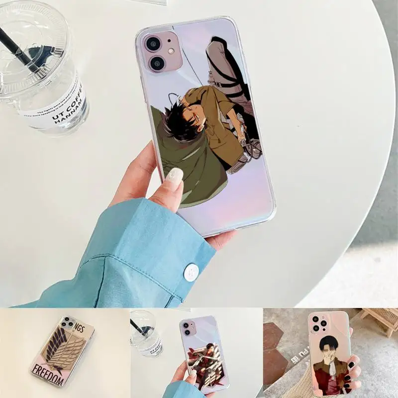 

Attack on Titan hot anime Phone Case for iPhone xiaomi redmi 7 8 9 11 12 10 S X XS XR MINI Pro Max Plus laser Transparent