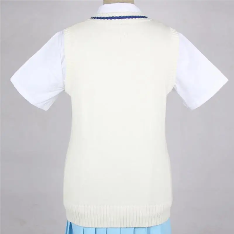 Japanese Campus Students Uniform Lovely Knitted Vest White Women Sweater Waistcoat Jk Daily School Clothes Cotton Xxl | Тематическая
