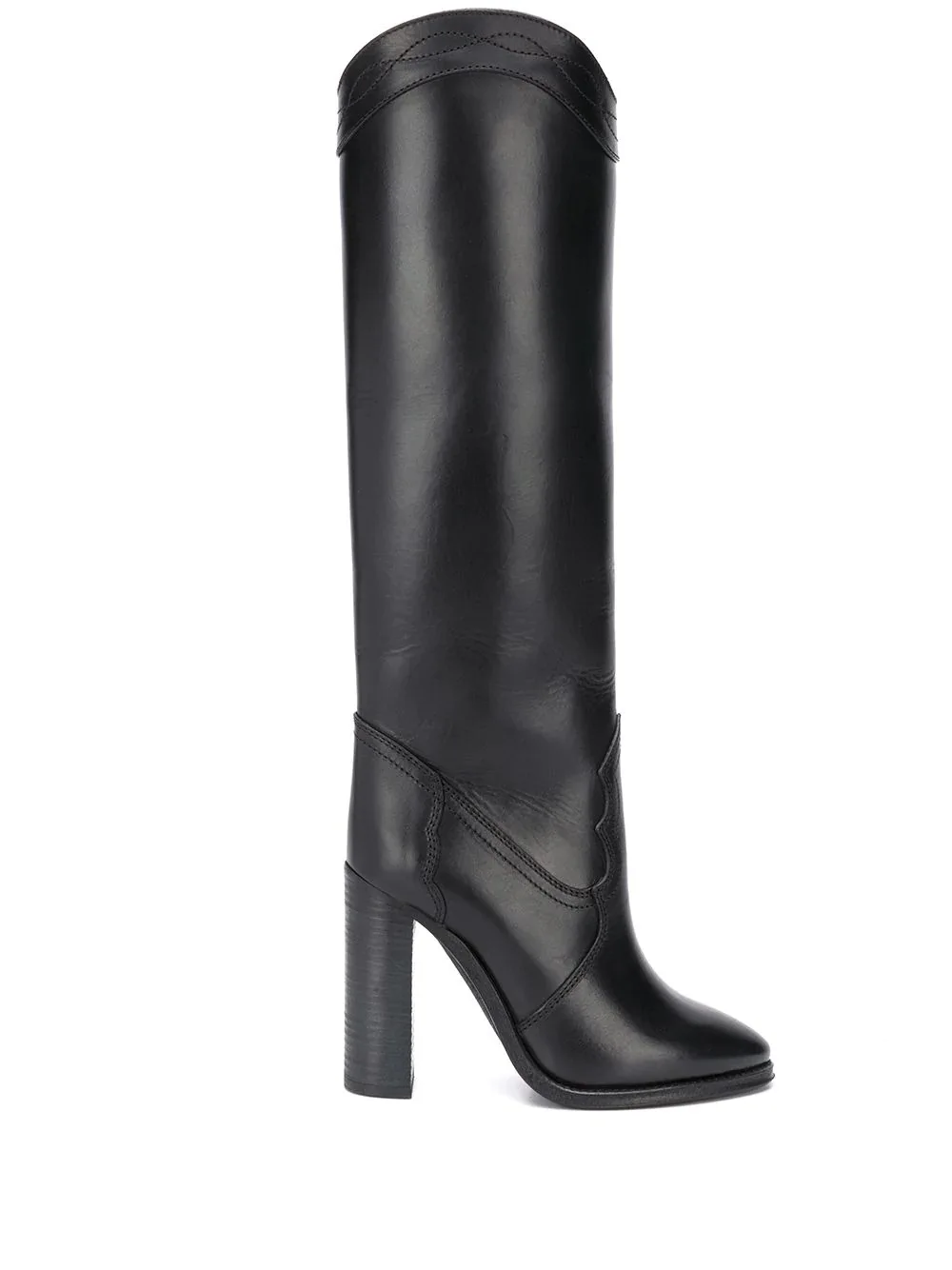 

2020 autumn winter show new high-heeled cowhide boots high top thick heel personalized fashion boots for casual women's shoes