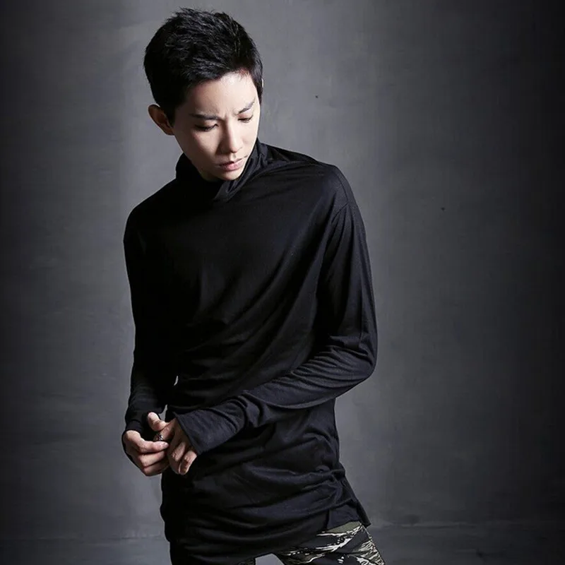 

Autumn men long sleeve t shirt tops nightclub singer stage costume mens punk tee shirts hiphop streetwear camisetas hombre