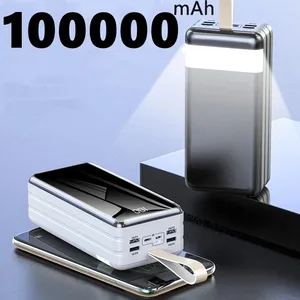 power bank 100000mah portable charger 4 usb led poverbank external battery powerbank 100000 mah for iphone xiaomi samsung huawei free global shipping