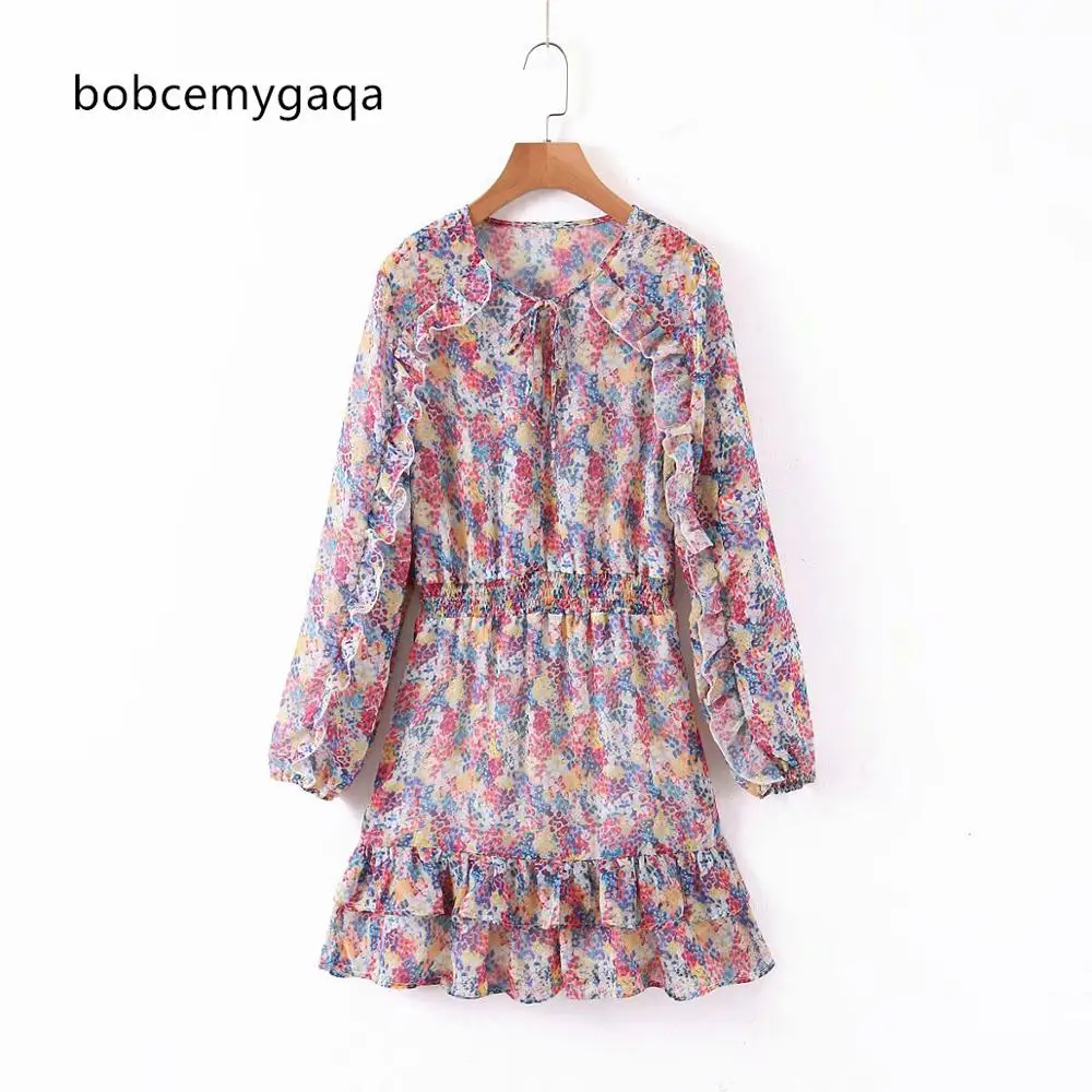 Мини-платье женское с цветочным принтом элегантное короткое пляжное платье