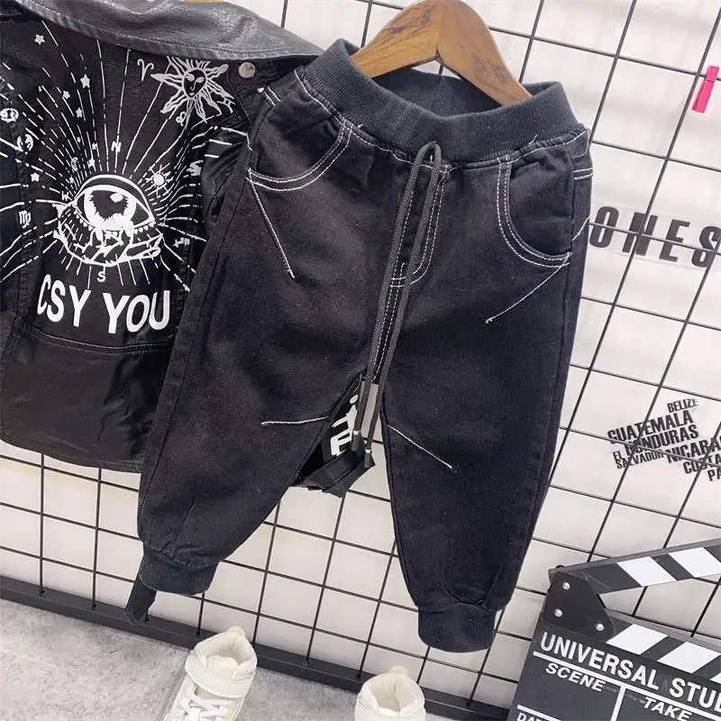 

kids clothes set boys Autumn Children Clothing PU Leather jacket + T-shirt + jeans 3PCS Sets toddler Baby boys Cotton Sets