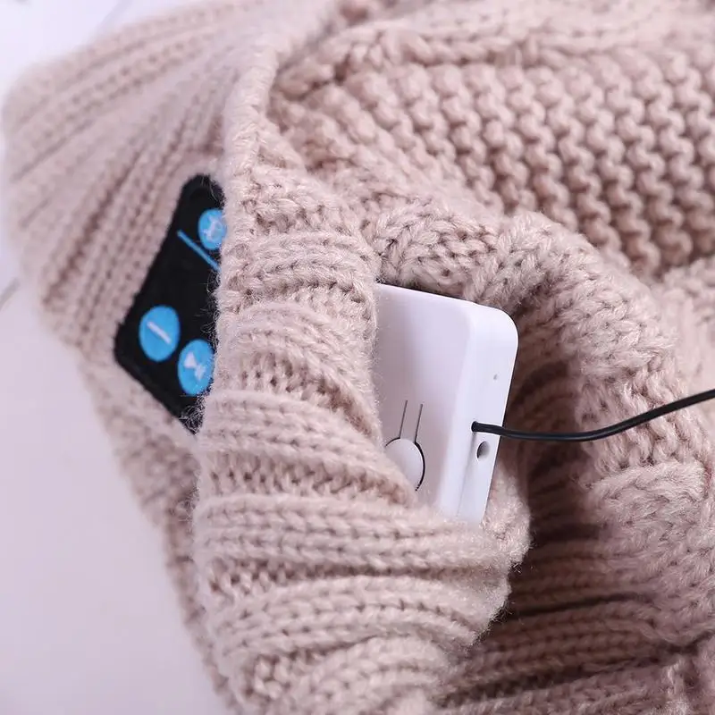 Вязаная шапка с шариками, беспроводная гарнитура, стерео, Bluetooth, шапка, цветная музыка, теплые зимние вязаные шапки, Bluetooth гарнитура, шапка для смартфона