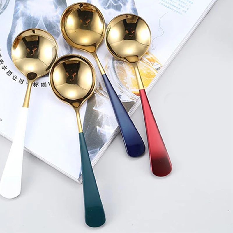 1 шт. разноцветные суповые ложки из нержавеющей стали | Дом и сад