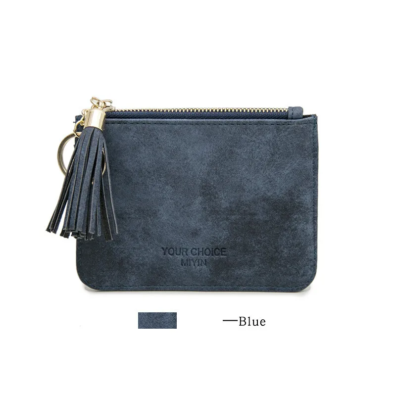 DarkBlue Кожаный женский кошелек короткий мини-кошелек на молнии с кисточками женский кошелек для монет женский держатель для карт брелок сумка маленькие кошельки Carteira - Цвет: DarkBlue