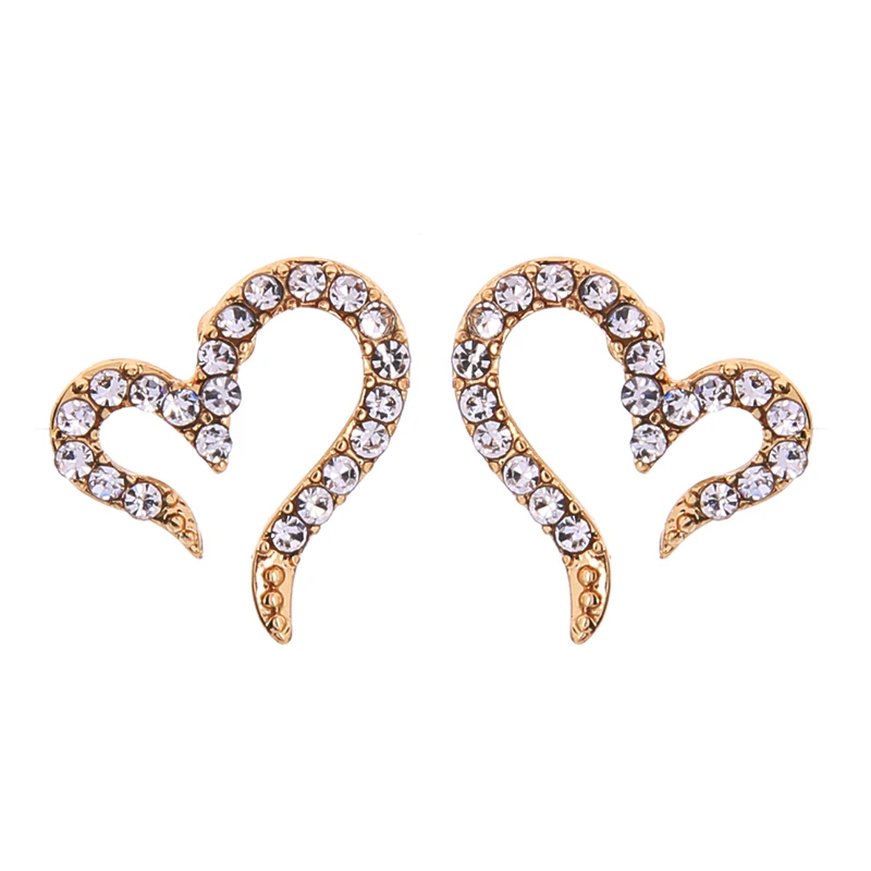 Изысканные серьги гвоздики с открытым сердцем и кристаллами для женщин подарки