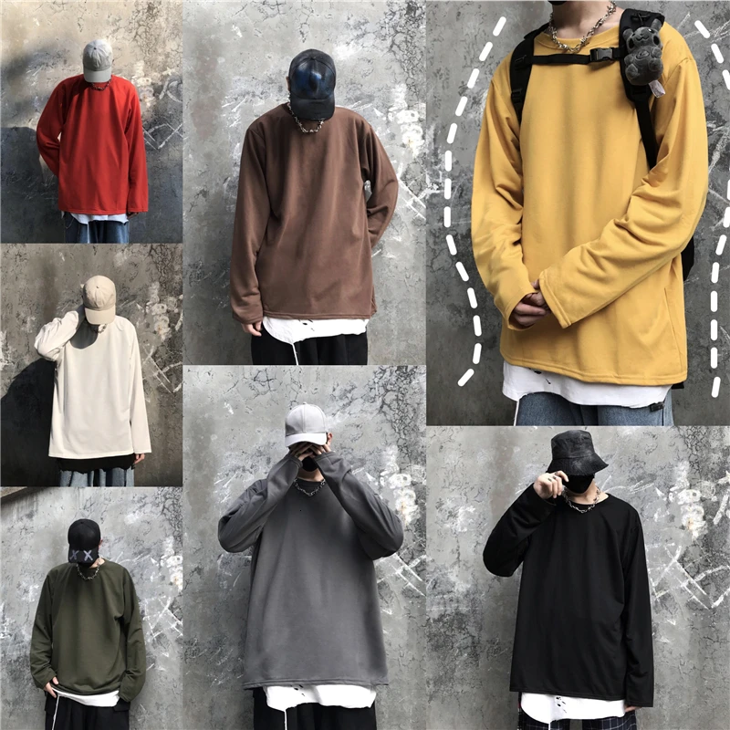 Мужская хлопковая толстовка с круглым вырезом Повседневная однотонная