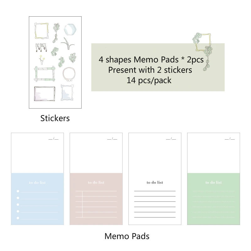 Mr Paper 4 Designs 14pcs/lot To Do List Colorful Ins Style Loose Leaf Memo Pads Minimalist Memo Pads Present with 2 Stickers - Цвет: 3
