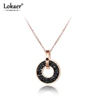 Ювелирные изделия Lokaer из нержавеющей стали, черные и белые кристаллы, подвеска круглой формы, ожерелье цвета розового золота N18072