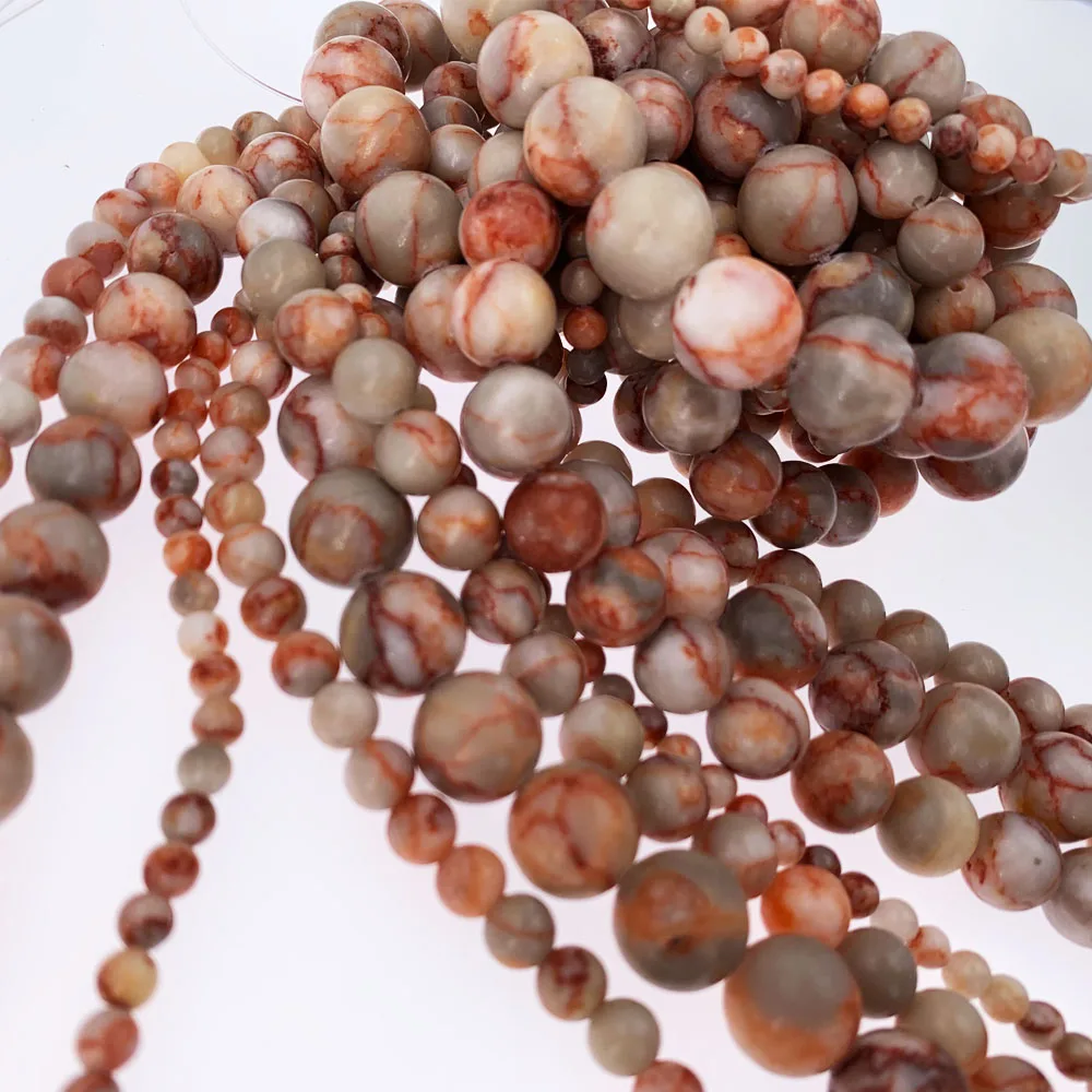 Оптовая продажа натуральный камень Бусины красная сеть зебра полоса бусины для