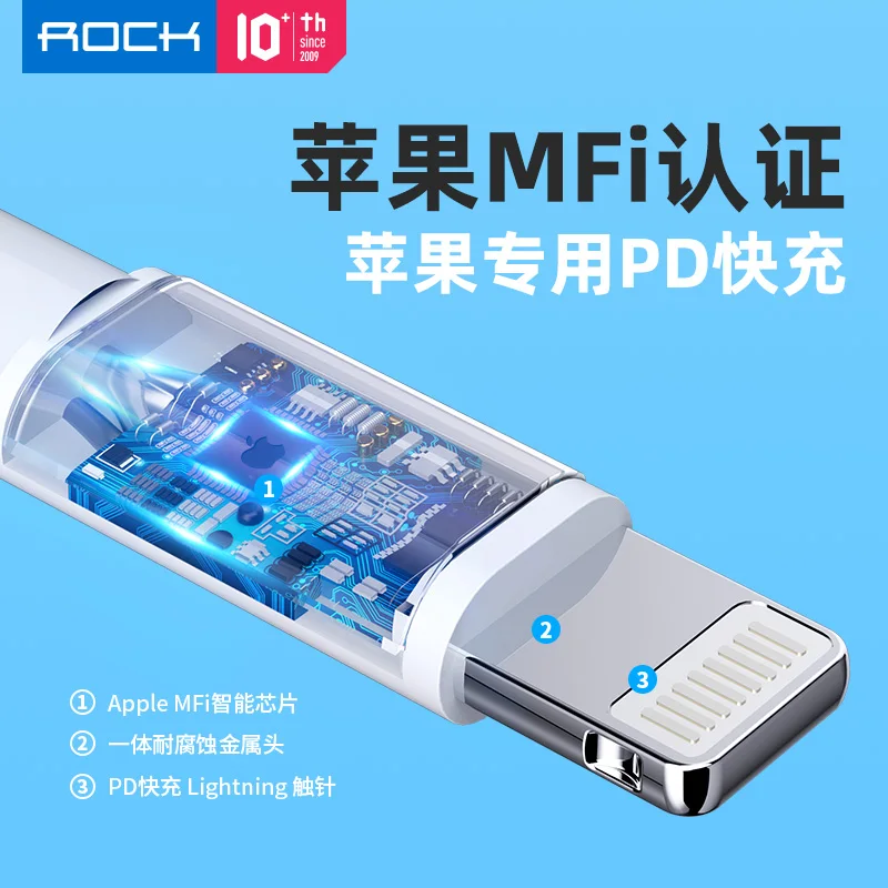 ROCK MFI USB-C-Lightning PD кабель для быстрой зарядки 18 Вт синхронизации типа C iPhone X Xs Max iPad